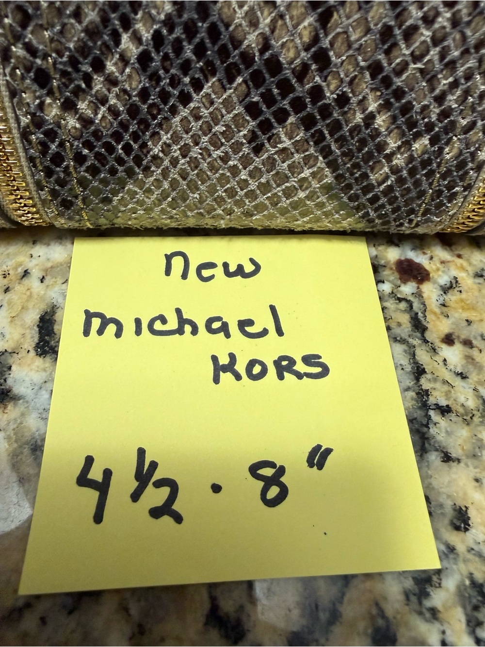 Michael Kors Snake-Print Zip Clutch in Brown and Taupe with Gold Hardware - Picture 4 of 5